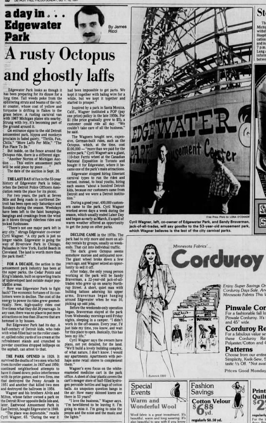 Edgewater Park - ARTICLE ON CLOSING SEPT 13 1981